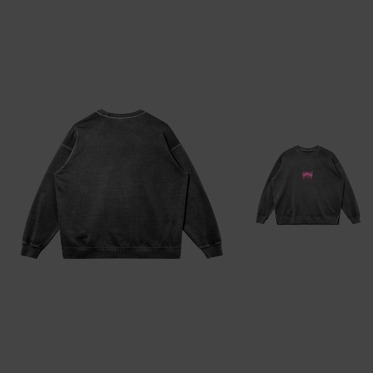 CastleKrew — Dripmark Faded Crewneck — Pink / Faded Black / S