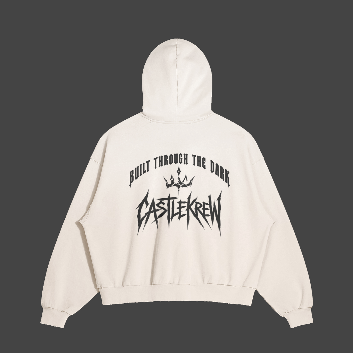 Built Through the Dark hoodie beige back flat lay