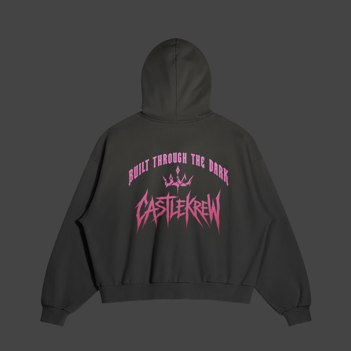 Built Through the Dark hoodie gradient back flat lay