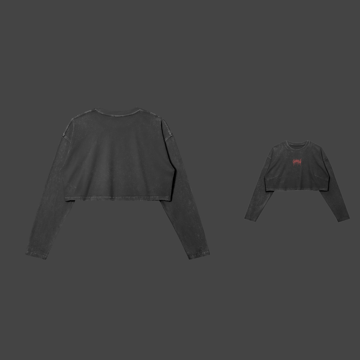 CastleKrew — Dripmark Raw Hem Crop — Red / Faded Black / S