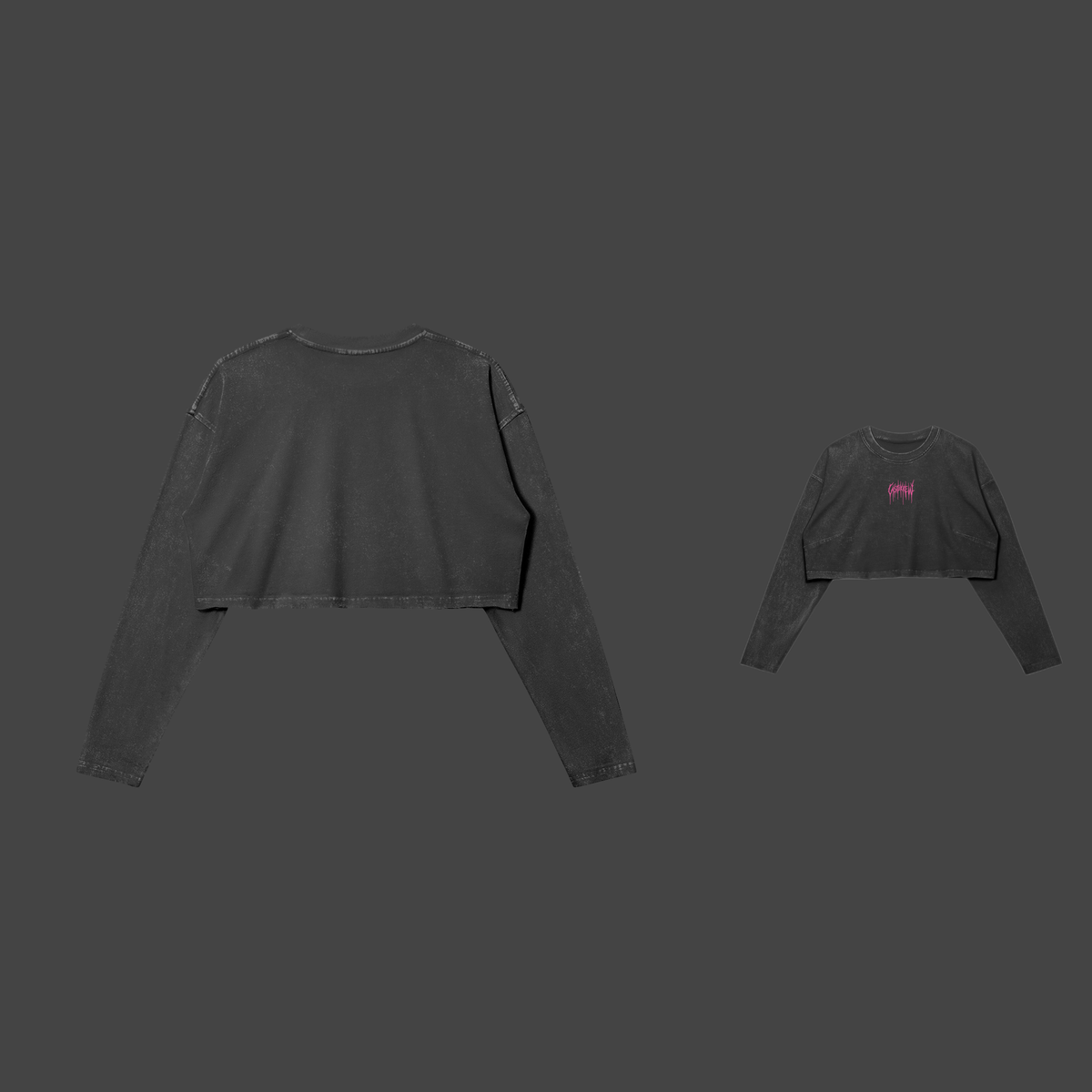 CastleKrew — Dripmark Raw Hem Crop — Pink / Faded Black