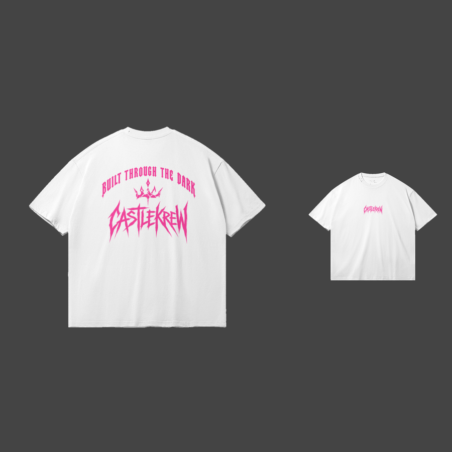 Dos et face — White / Pink — Built Through the Dark — Tee