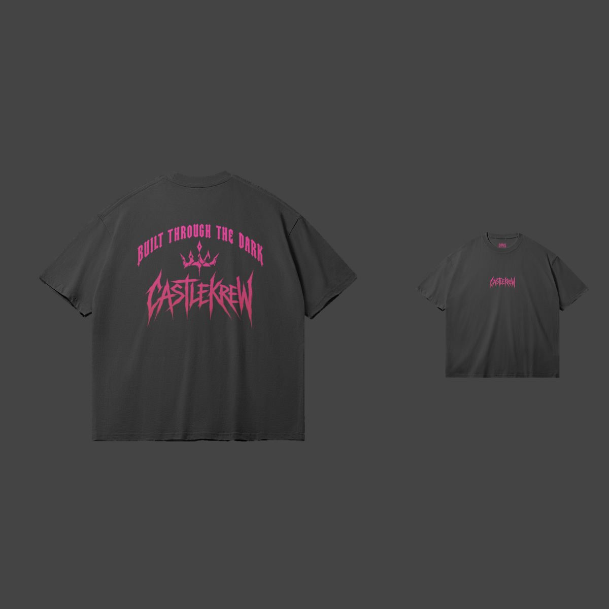 Dos et face — Black / Pink-Red Gradient — Built Through the Dark — Tee