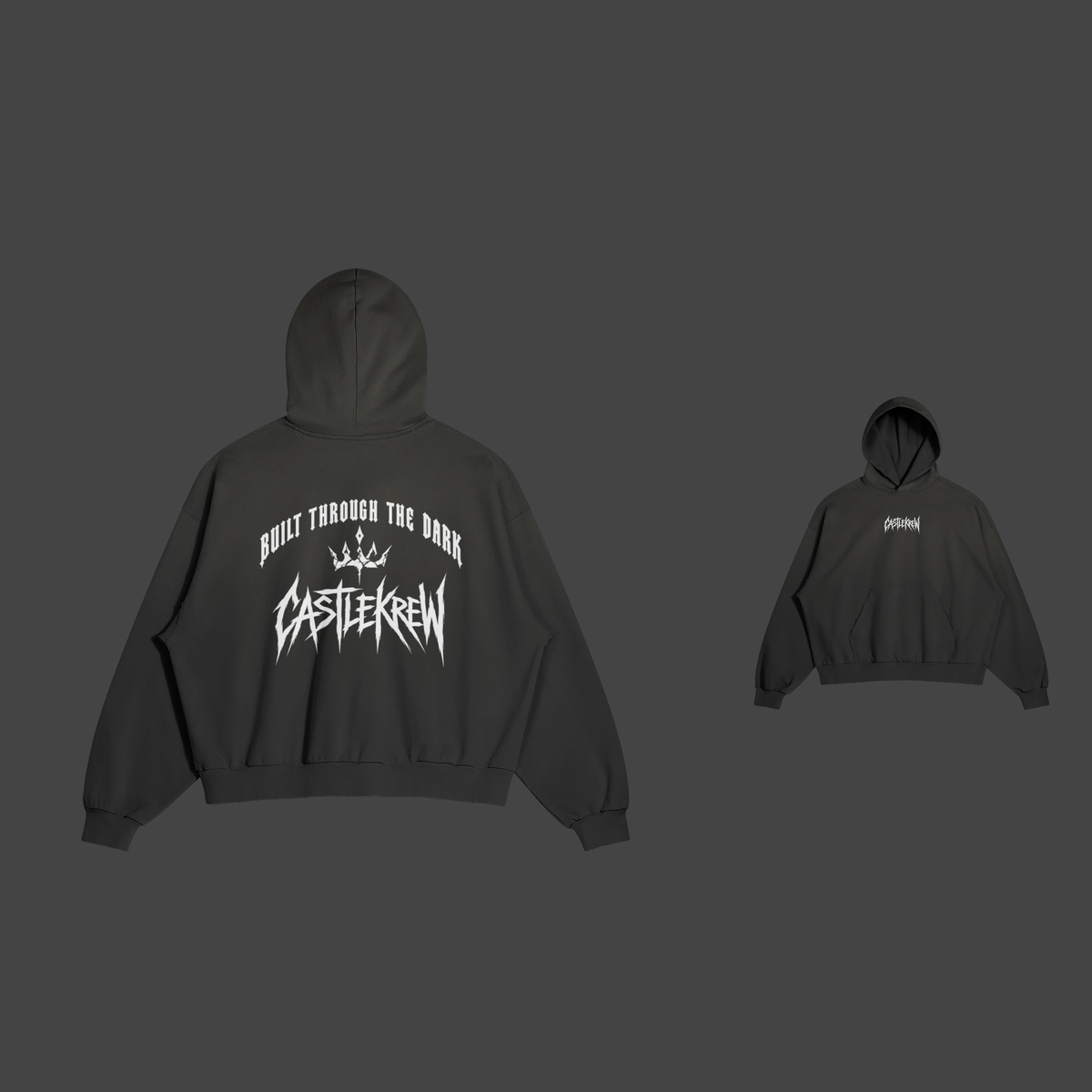 Dos et face — Black / White — Built Through the Dark — Hoodie