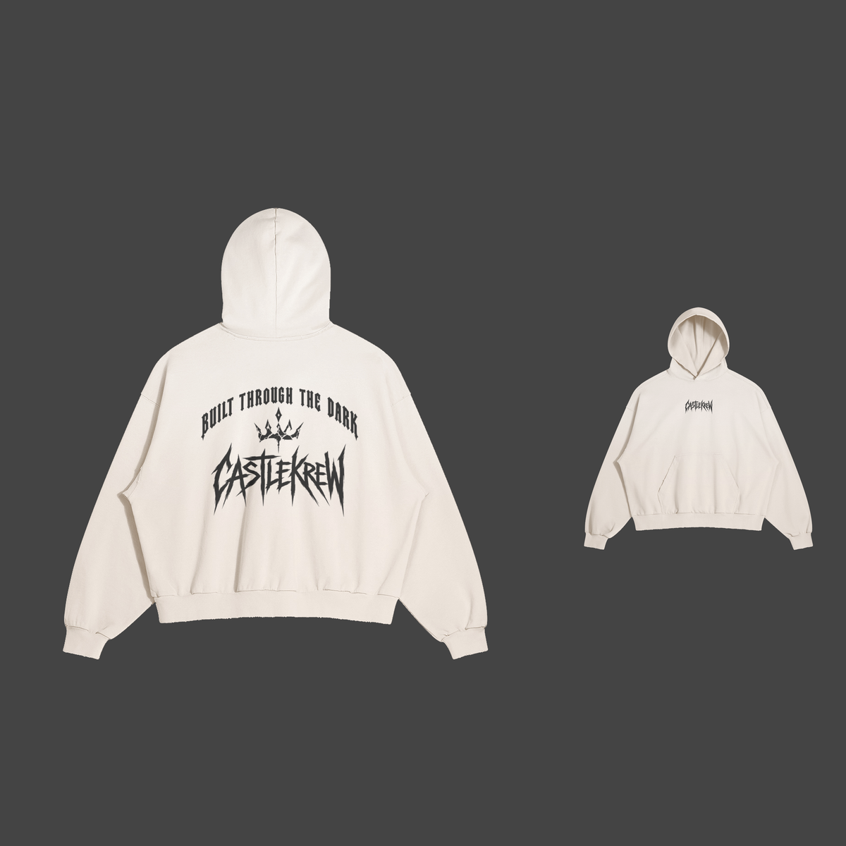 Dos et face — Light Beige / Black — Built Through the Dark — Hoodie