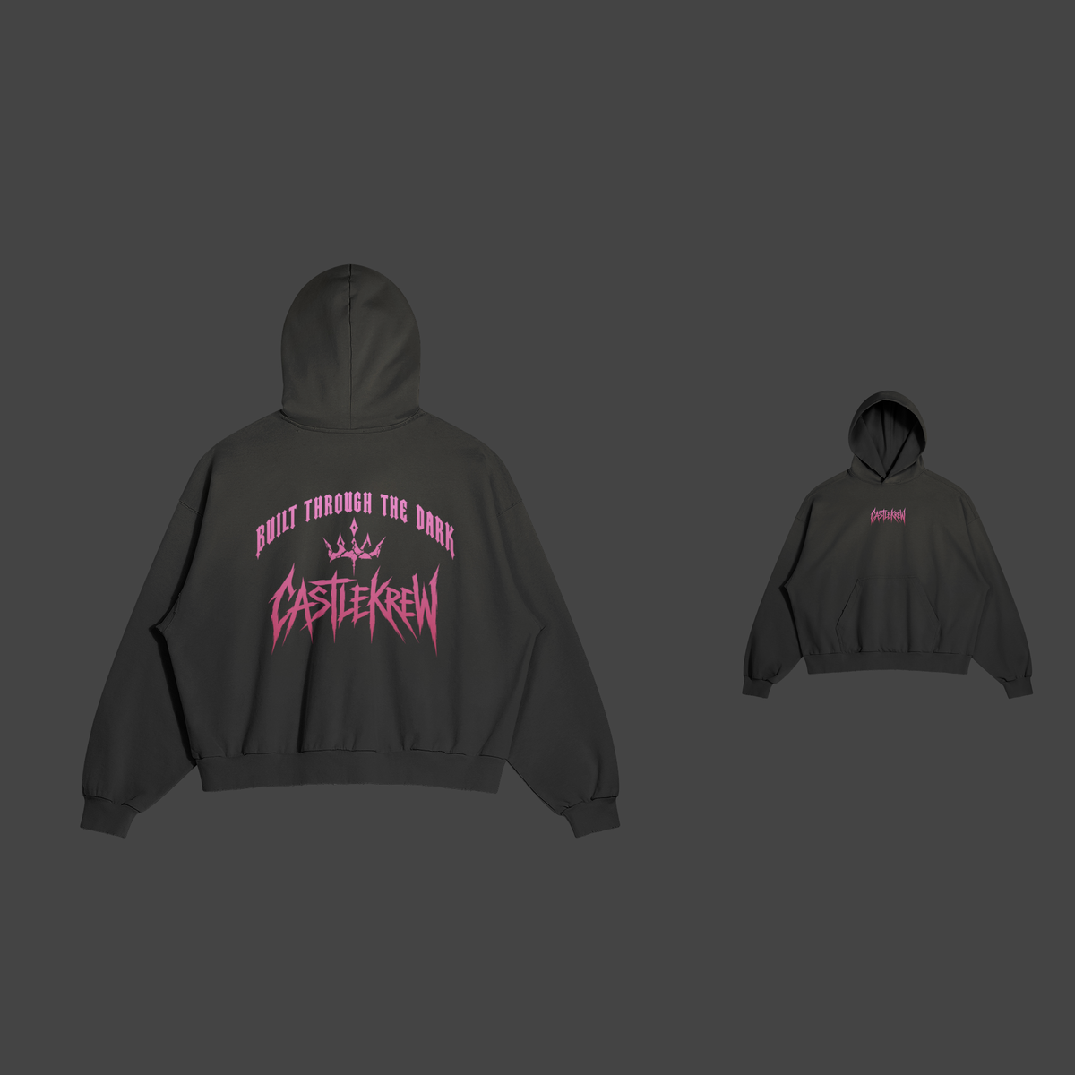 Dos et face — Black / Pink-Red Gradient — Built Through the Dark — Hoodie