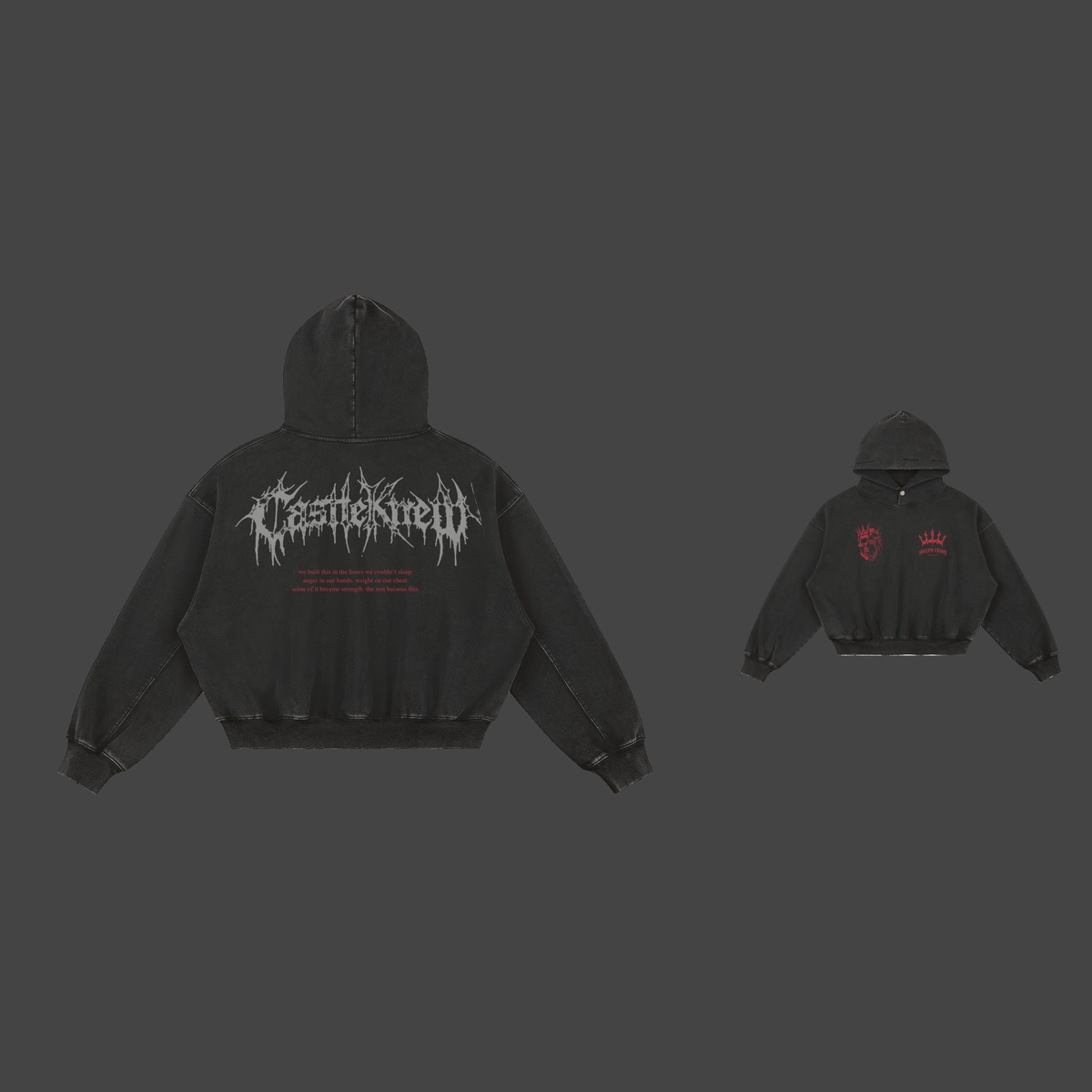 Hollow Crown — Hoodie — Rouge / Faded Black — dos et face
