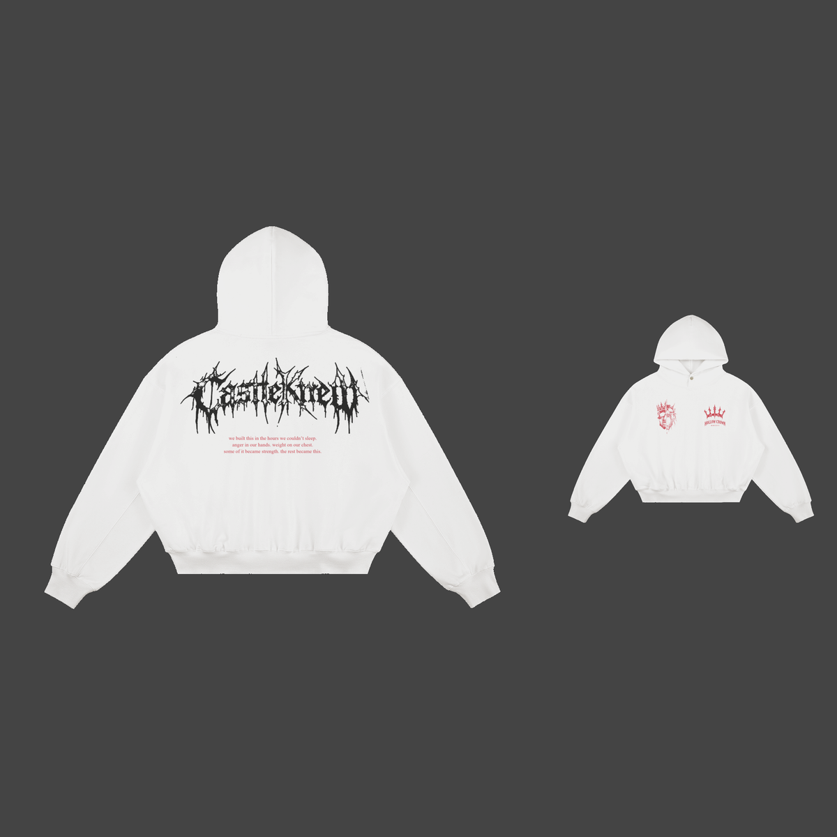 Hollow Crown — Hoodie — Rouge / White — dos et face